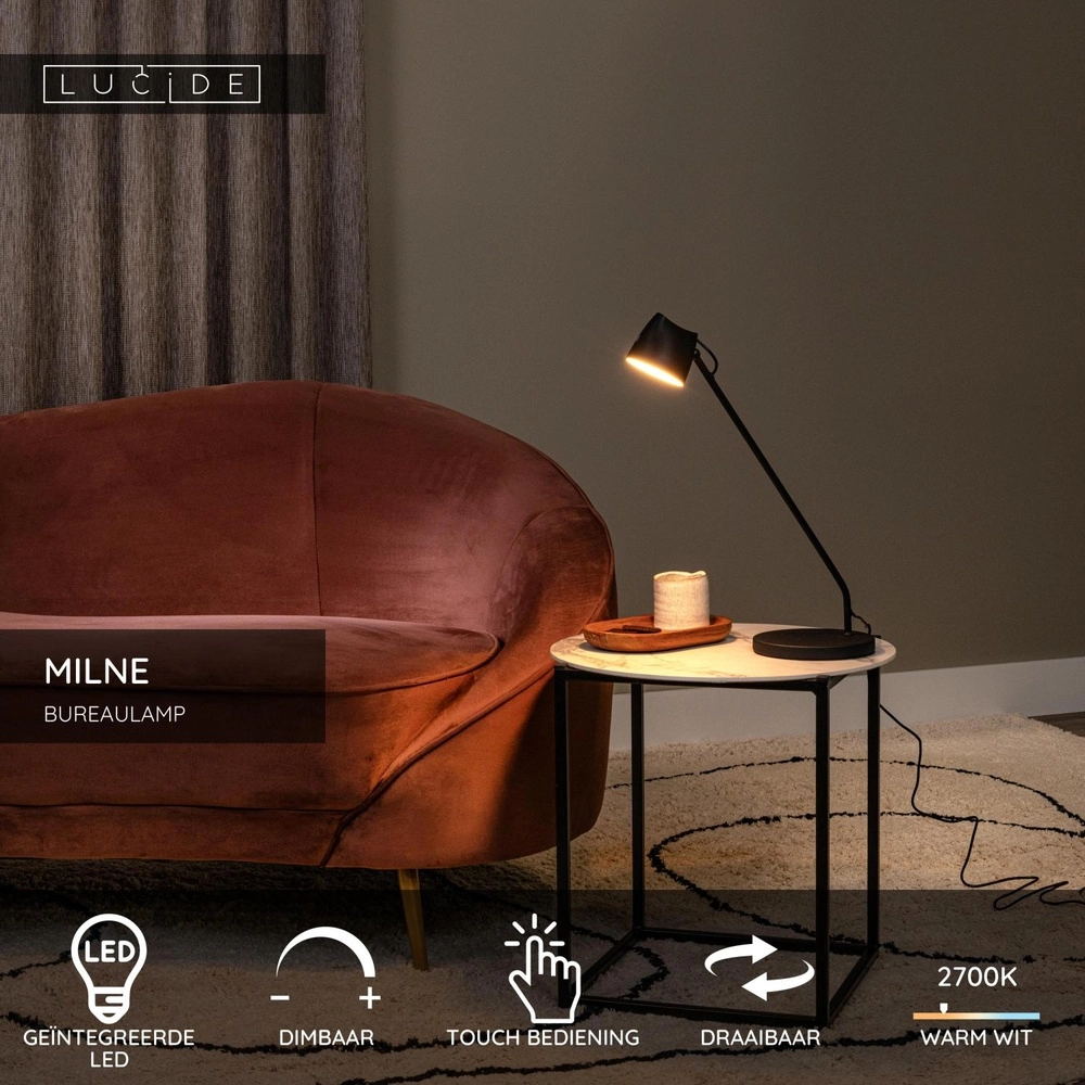 Desk lamp Milne Black Lucide 5411212421111