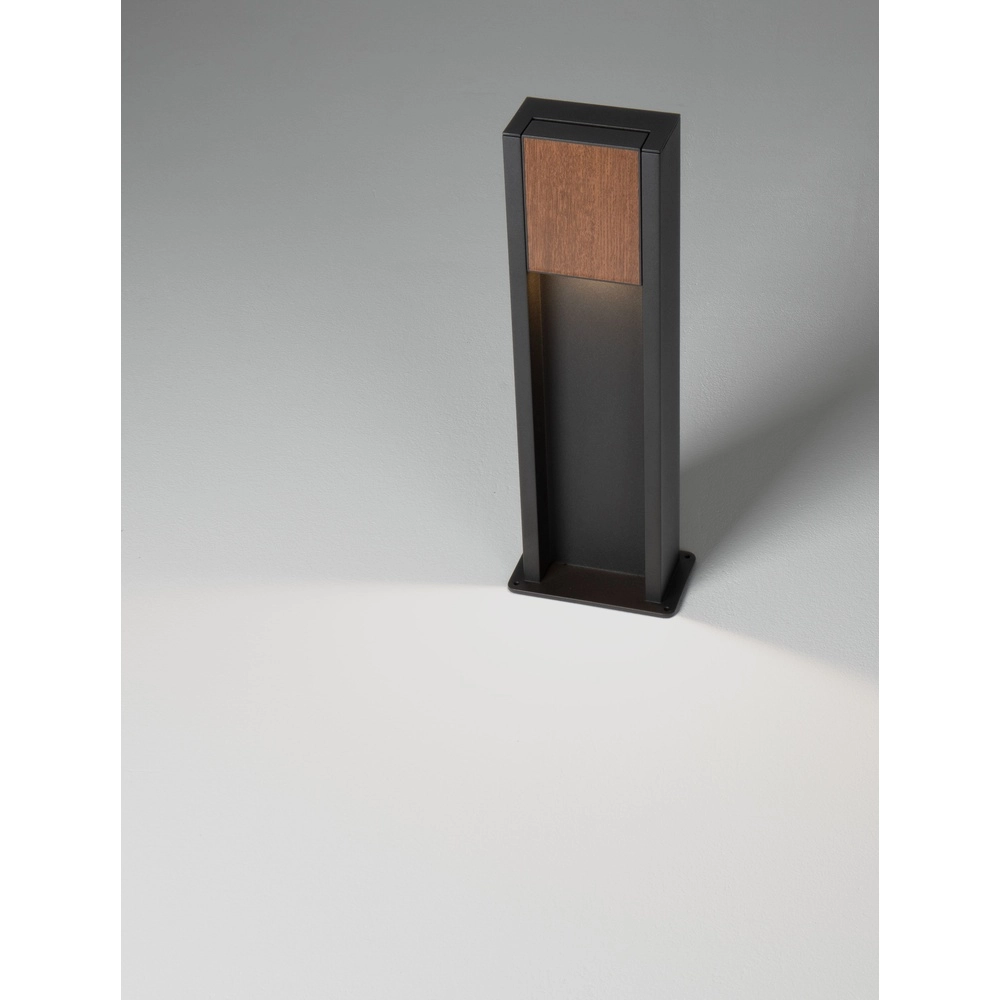 Garden lamp Kioo black with wood Lyora 5212017478801