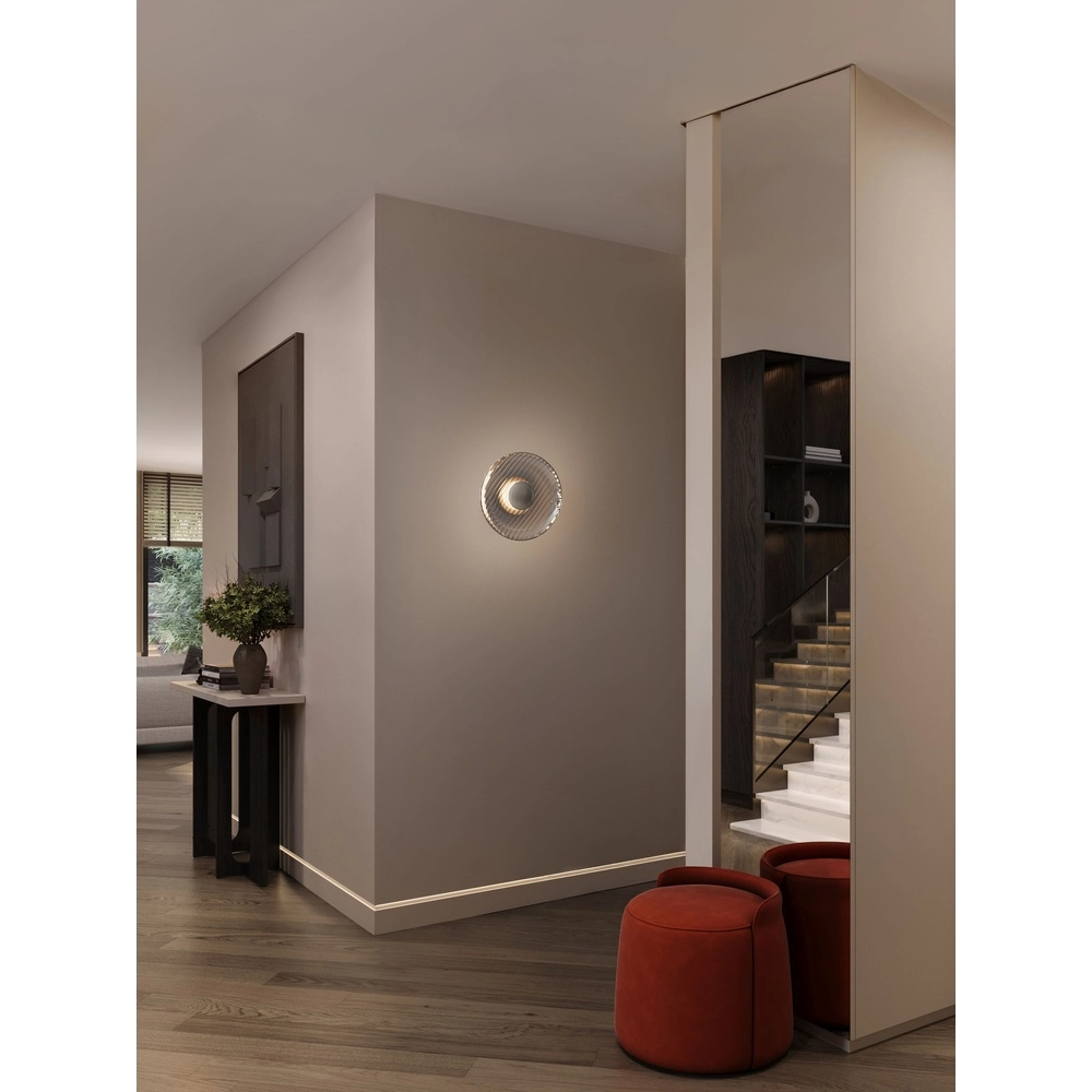 Wall lamp Lavina silver grey with smoke glass Ø 25cm