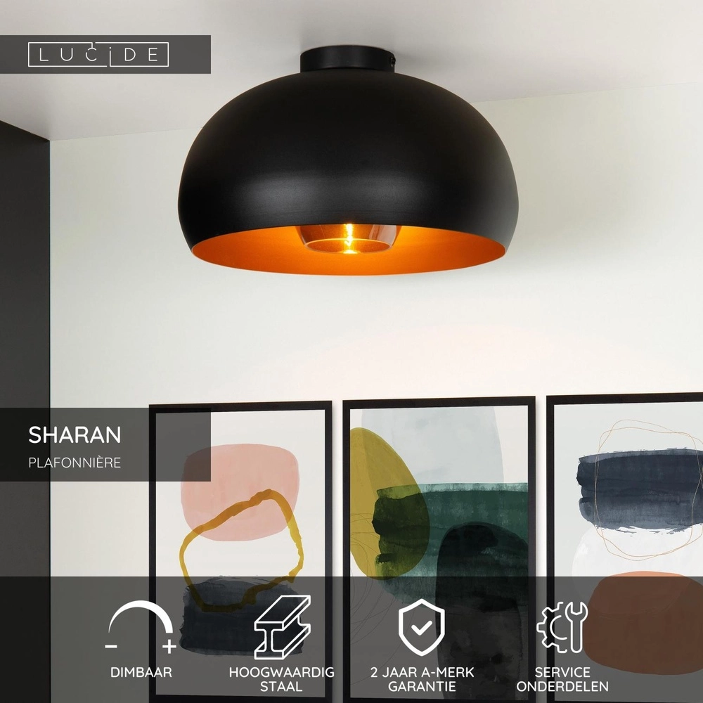Ceiling lamp Sharan Ø 38cm black Lucide 5411212302922