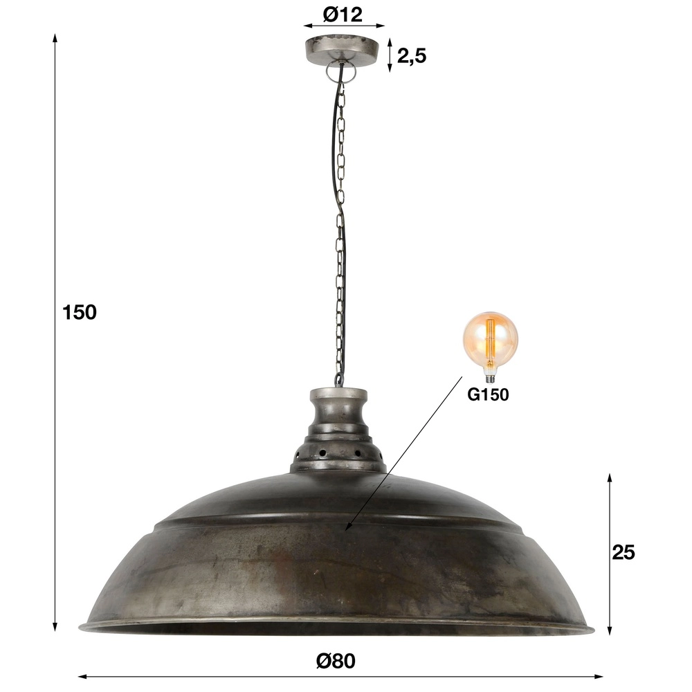 Industrial pendant lamp Industry Ø 80cm - old silver Lyora 8716803511781