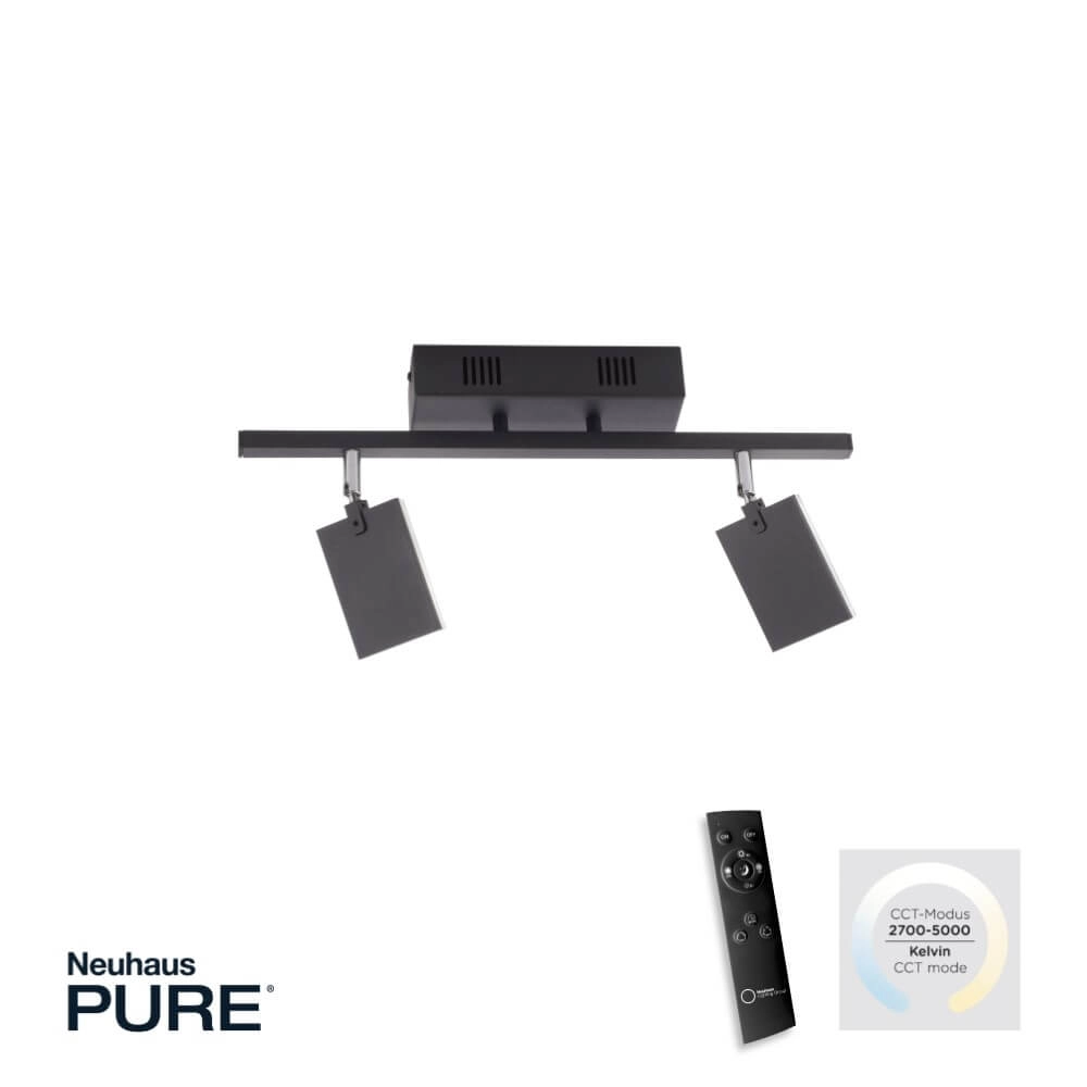 Ceiling lamp Pure Mira 2-light black Paul Neuhaus 4012248359433