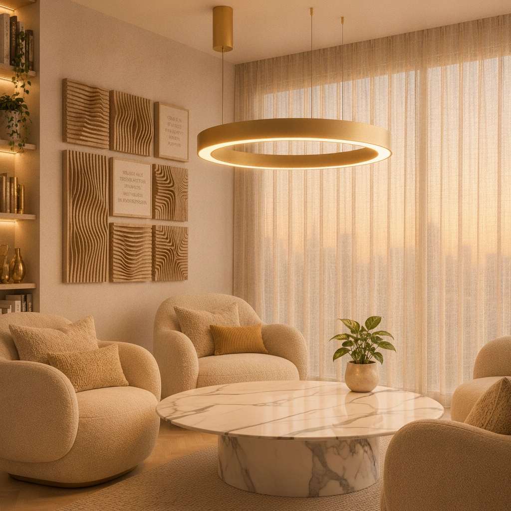 Pendant lamp Morbido gold Ø 80cm
