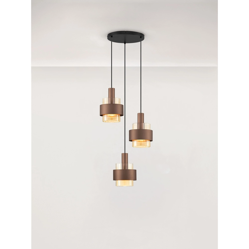 Modern pendant lamp Serena 3-light coffee brown Lyora 5212063501140