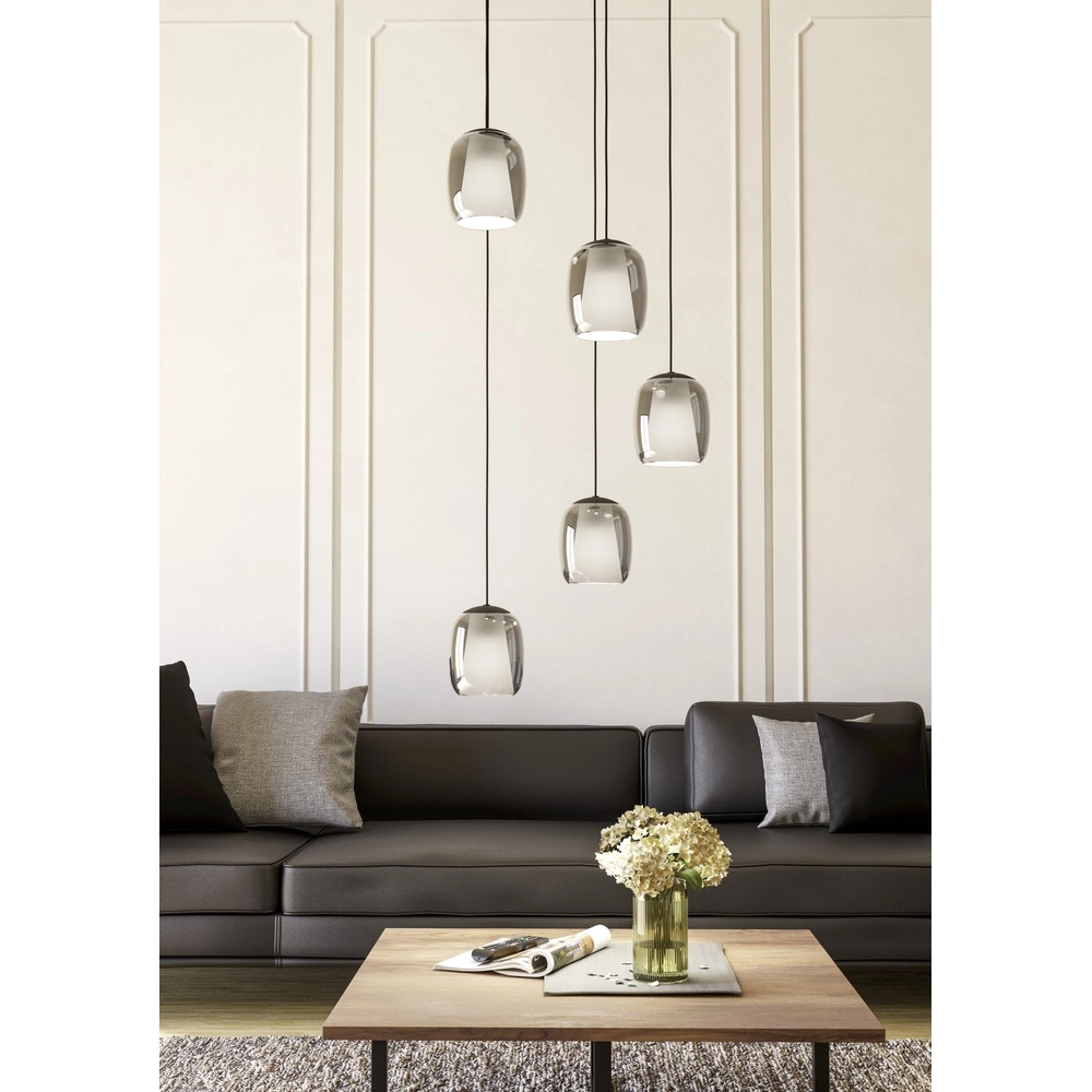 Dining table pendant lamp Ciampino 5L - smoke frosted glass Eglo 9008606312733