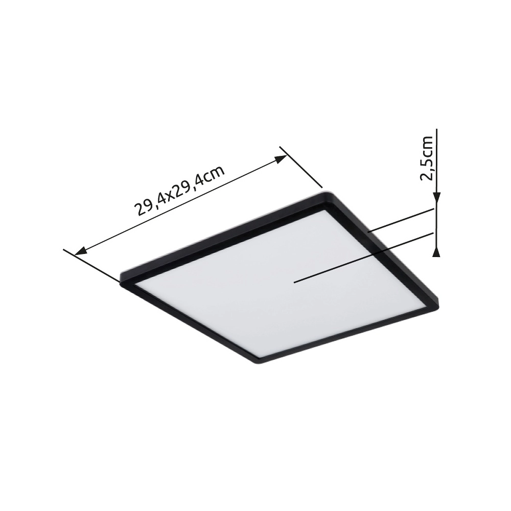 Ceiling light Sapana Square 29.4cm Black Globo 9007371414390