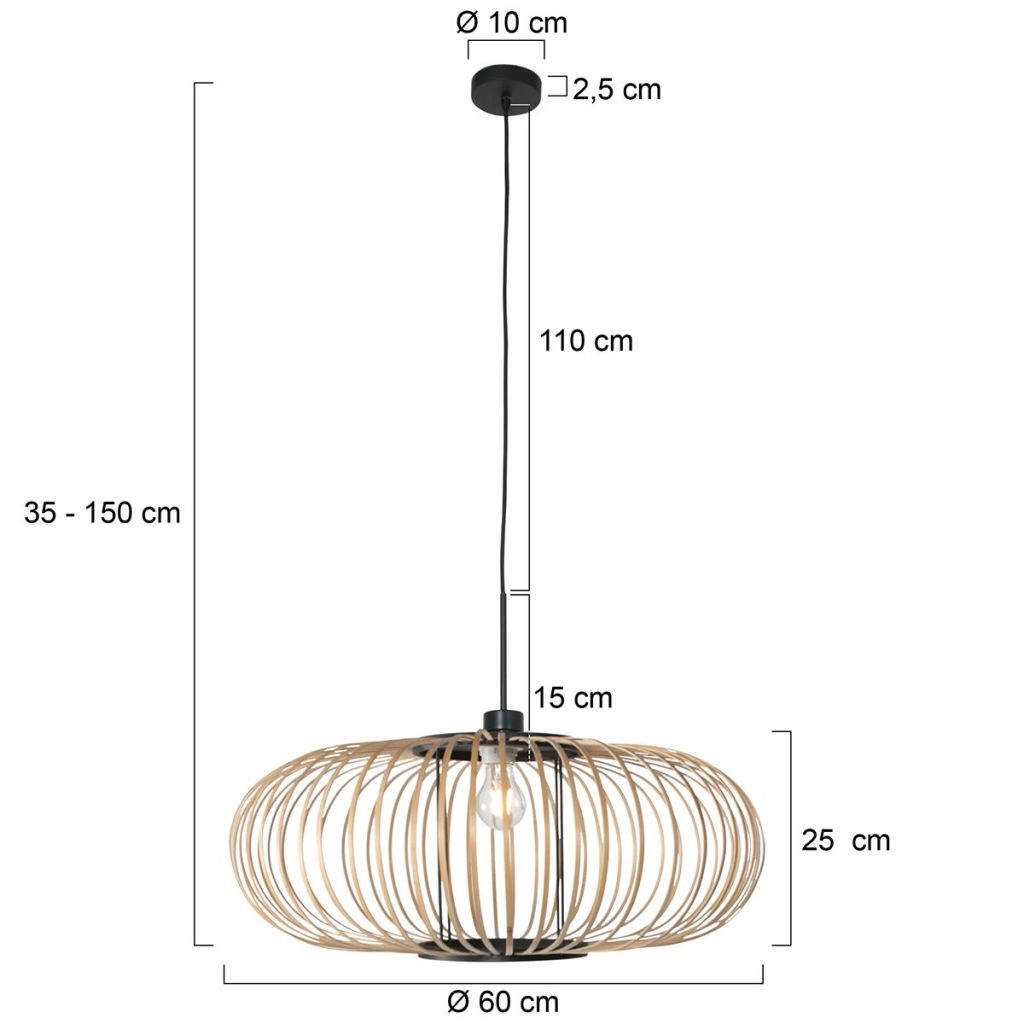 Pendant lamp Silva with bamboo shade Ø60cm Steinhauer 8712746182743