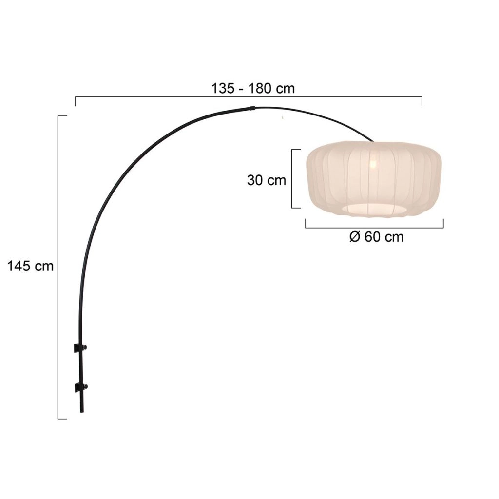 Black wall lamp Vela Lino with cream shade Ø60cm Steinhauer 8712746182033