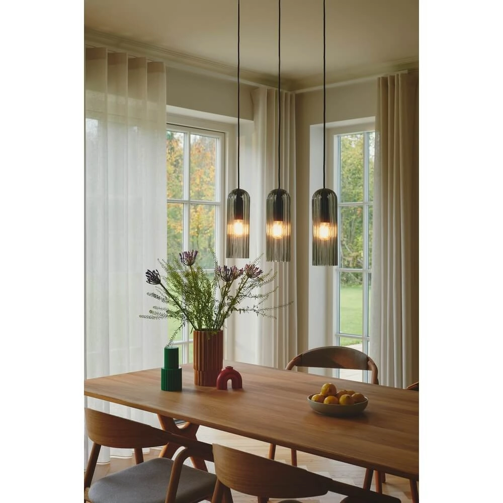 3-light pendant lamp Miella black with smoke glass Nordlux 5704924018626