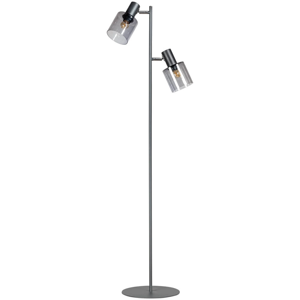 Glass floor lamp Sledge Glass 2-light black with smoke glass