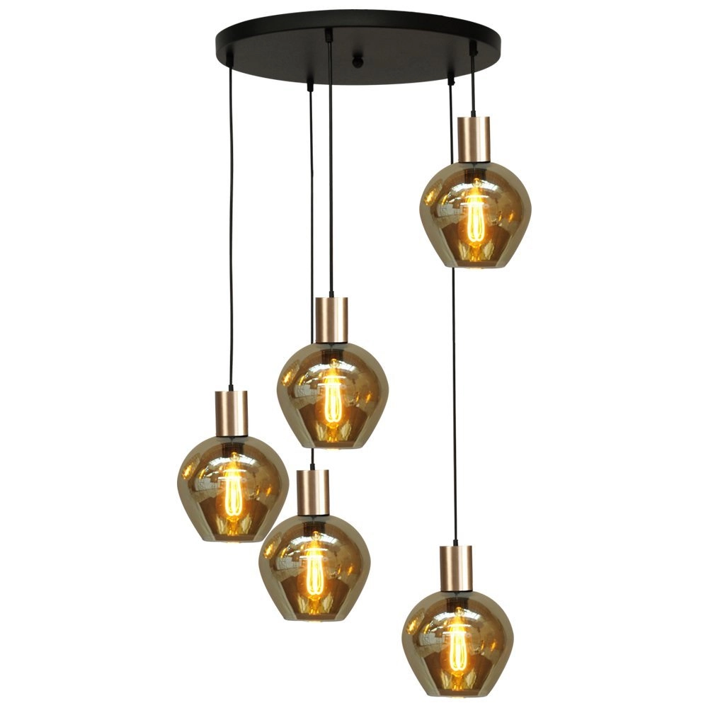 Hanging lamp 5 lights Bounty black with gold