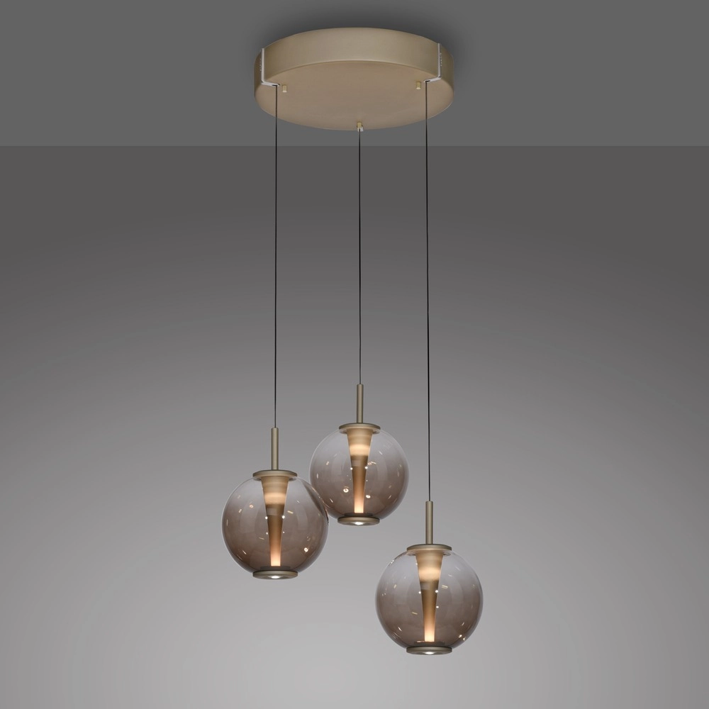 Vide pendant lamp Pure E-Infinty Bronce with amber glass Paul Neuhaus 4012248398166