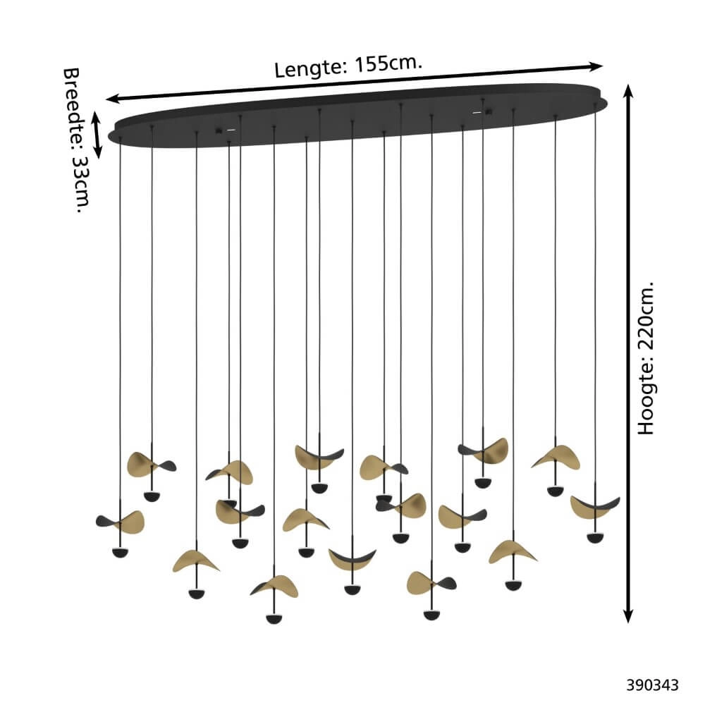 Black hanging lamp Dracera with gold Stars of Light 9008606270576