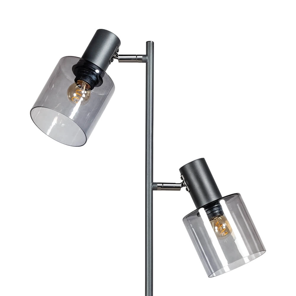 Glass floor lamp Sledge Glass 2-light black with smoke glass ETH 8720195302872