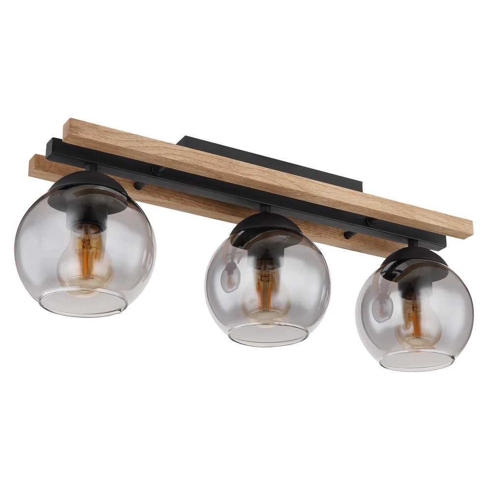 3-light ceiling lamp Conni black with wood Globo 9007371448739