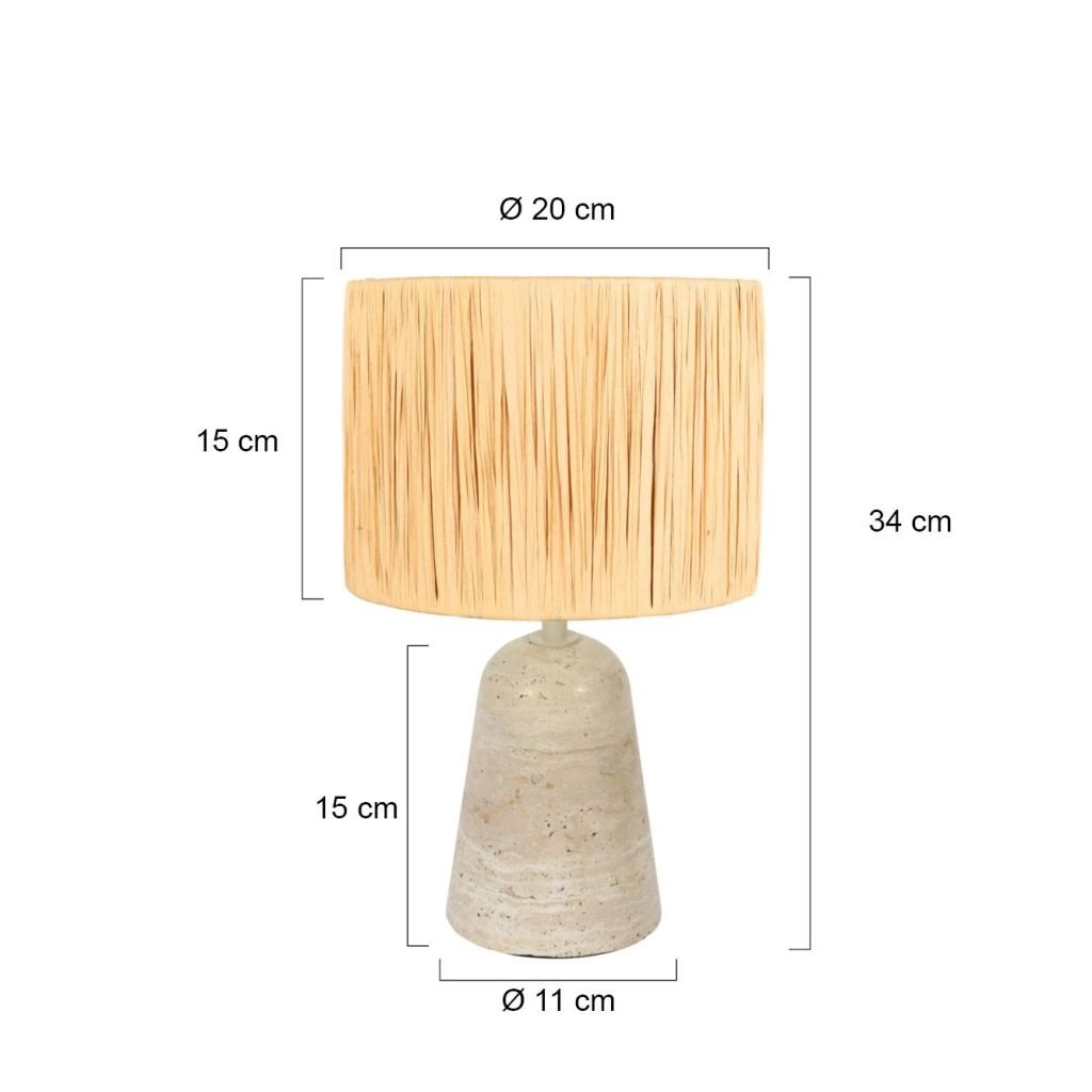 Table lamp stone Travino with straw hood Ø20cm Steinhauer 8712746183504