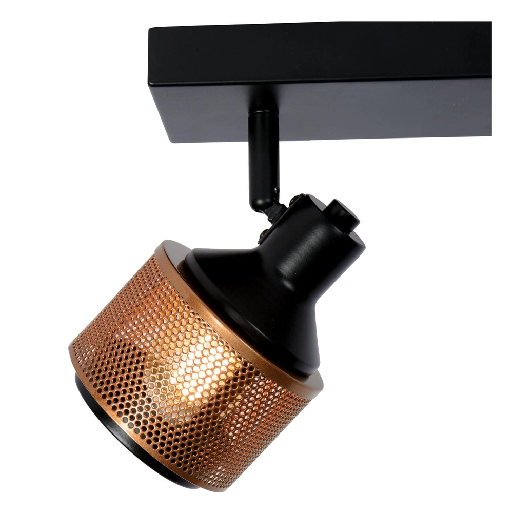 Ceiling lamp Rafa 2-light black with copper Lucide 5411212771292