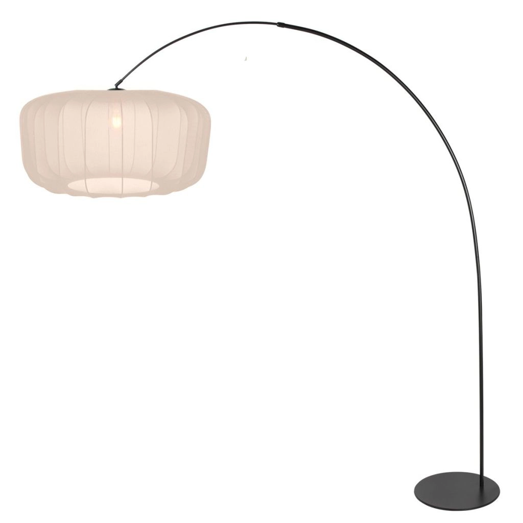 Black arc lamp Curve with cream shade Ø60cm Steinhauer 8712746183146