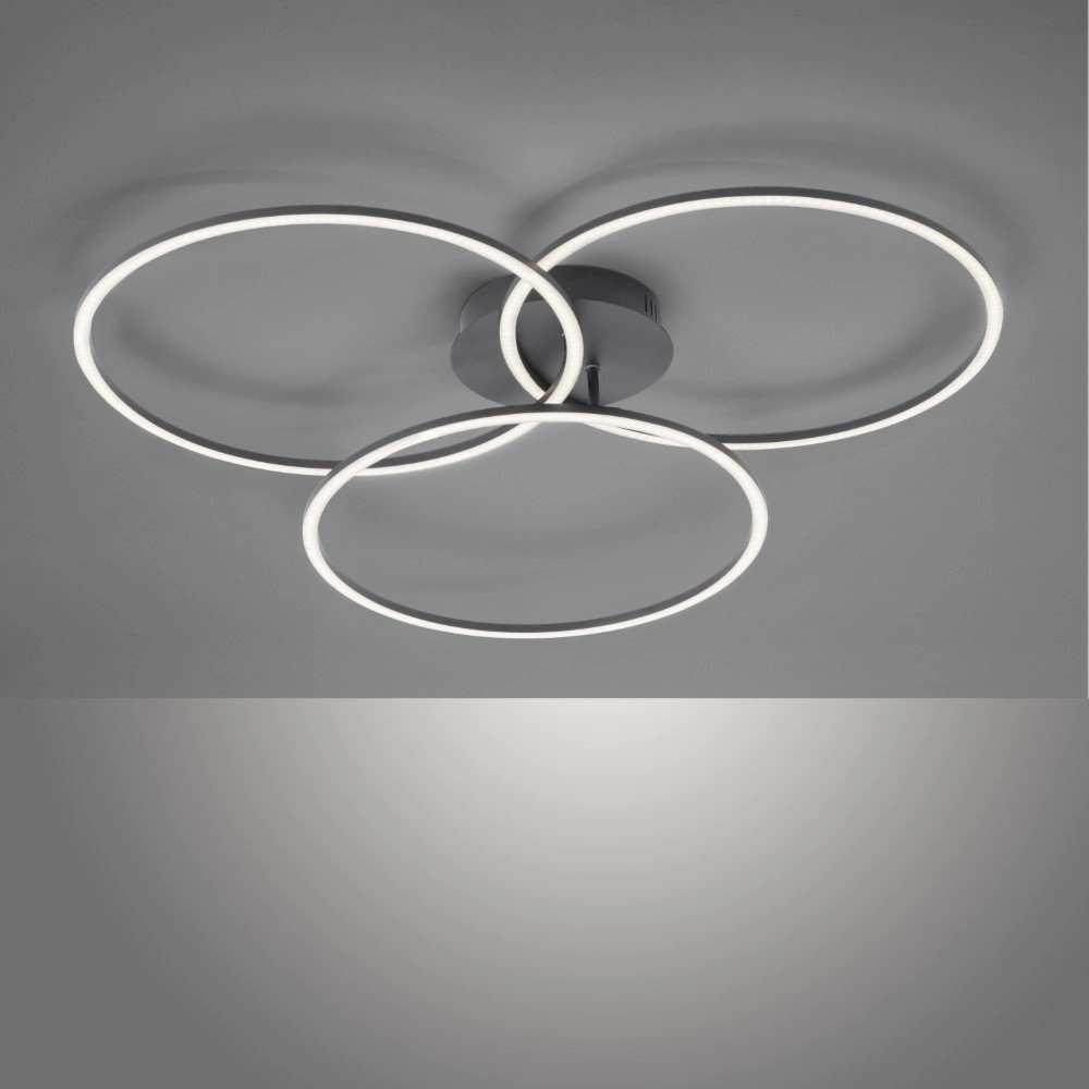 Modern ceiling lamp Ivanka 3-ring black Just Light 4043689970567