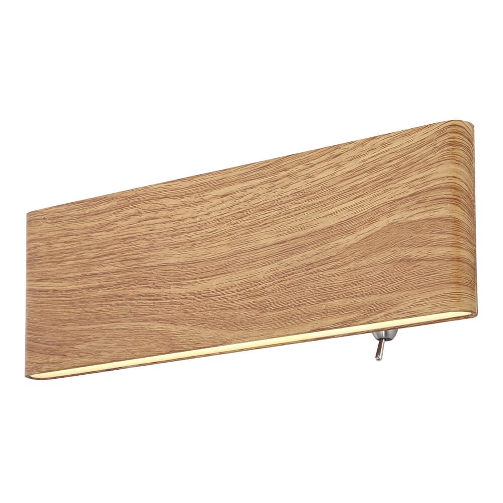 Design wall lamp Siegfried S wood with switch