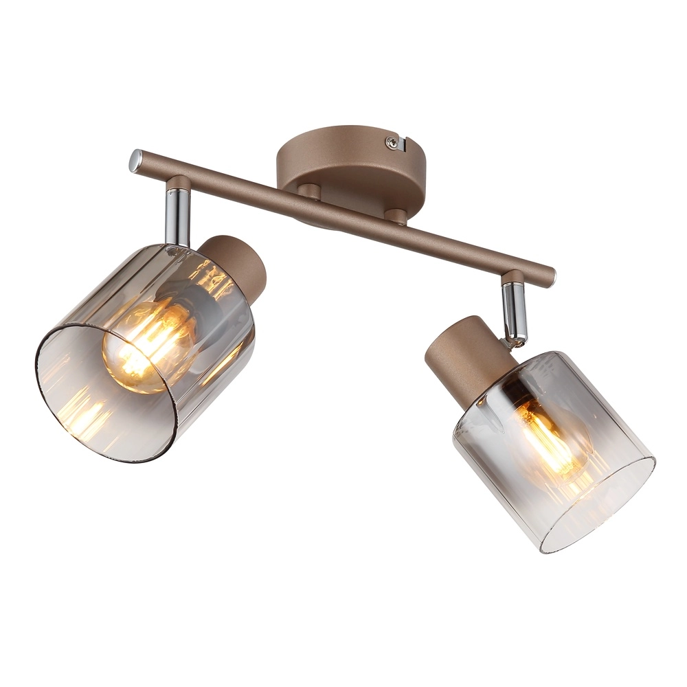 Ceiling lamp Walton 2-light coffee brown