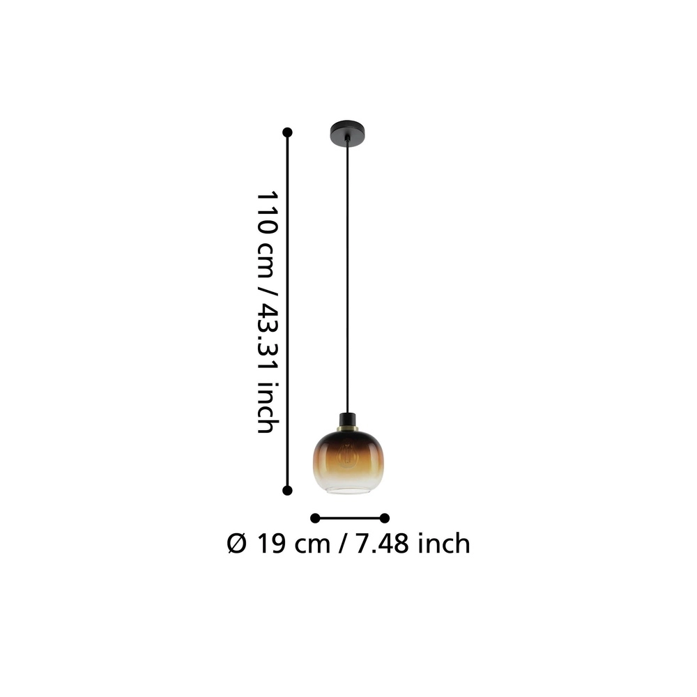 Glass pendant lamp Oilella Ø 19cm - amber glass Eglo 9002759996147