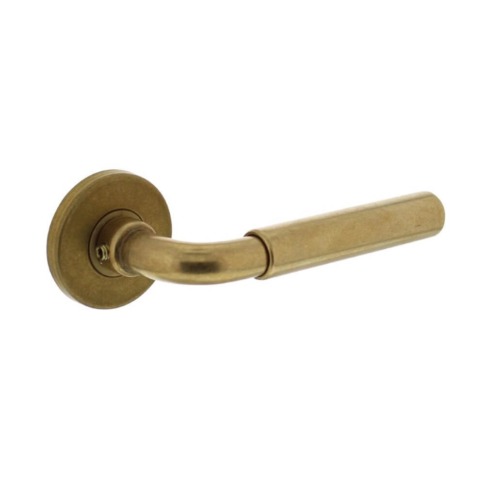 Door handle Palma on rosette brass tumbled