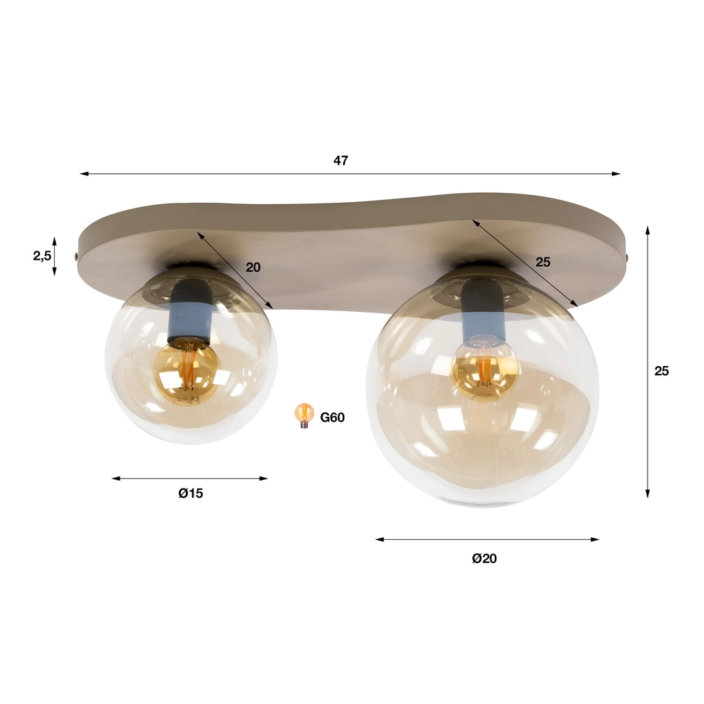 Moderne plafondlamp Bubble zand bruin Lyora 8716803514935