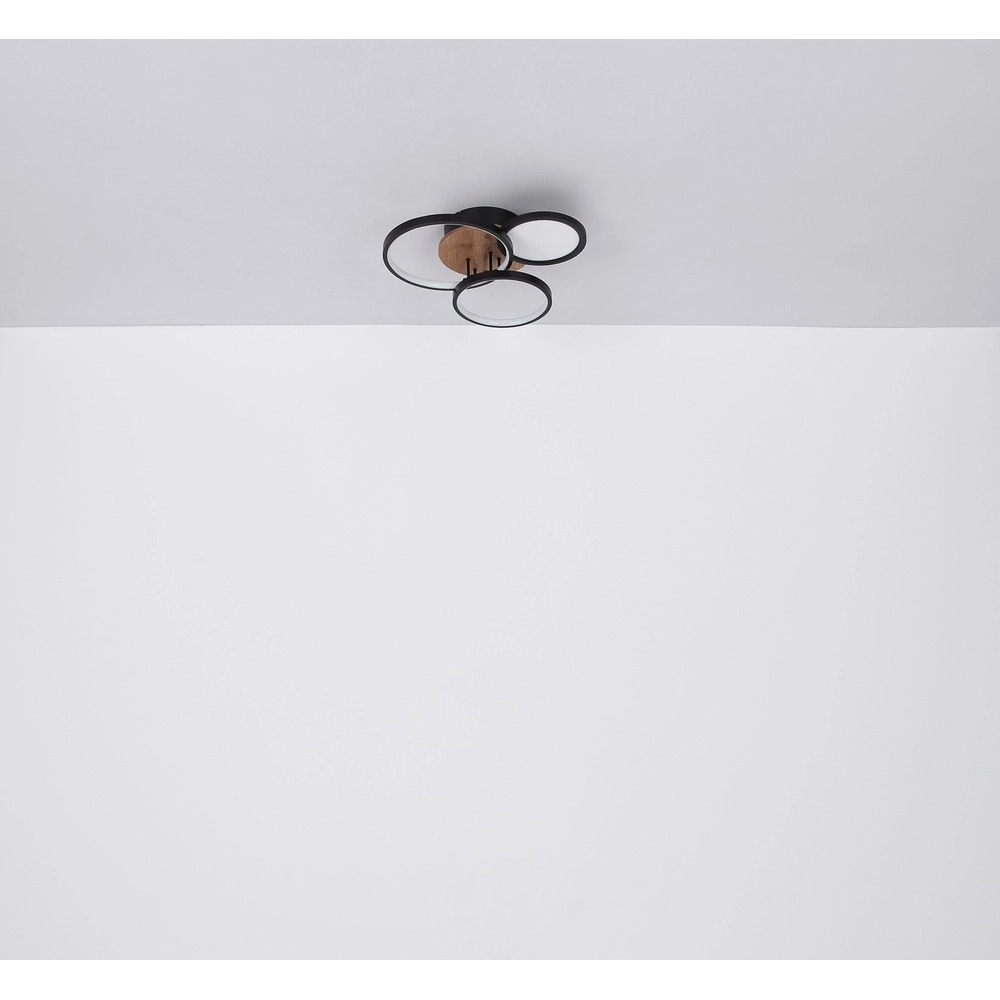 Black ceiling lamp Sid Design with wood Globo 9007371436392