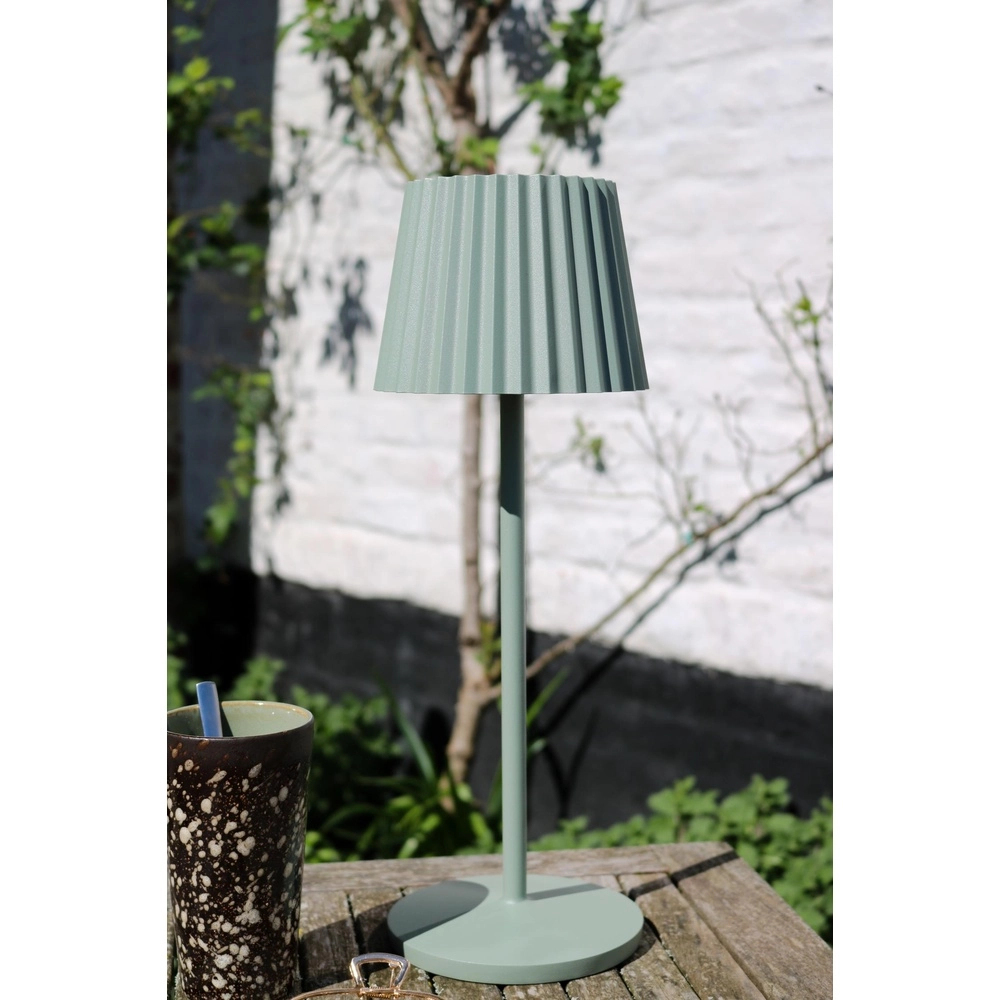 Rechargeable table lamp Justine green with charging station Lucide 5411212272225