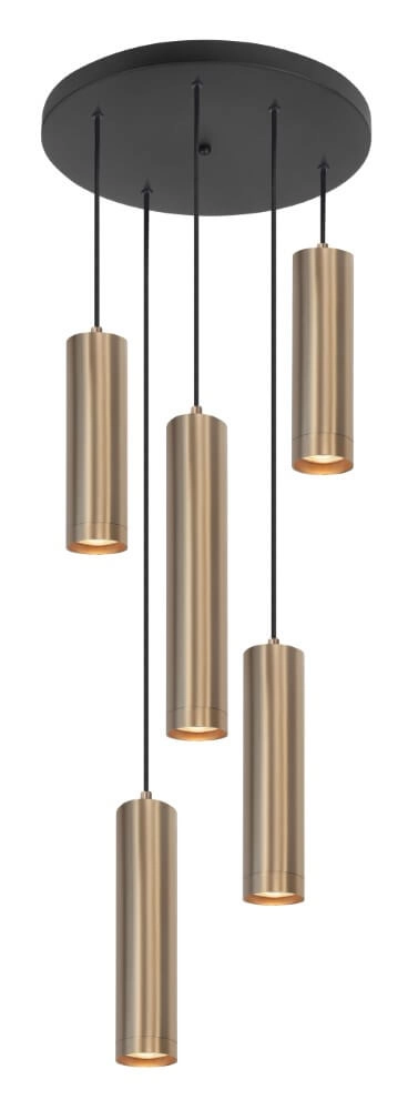 Round pendant hanging lamp Perugia matt gold - 5x GU10