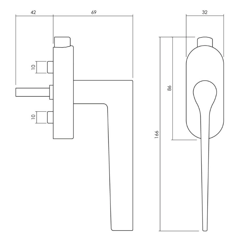 Design window handle Lama L Lockable anthracite Olivari 8714186480243