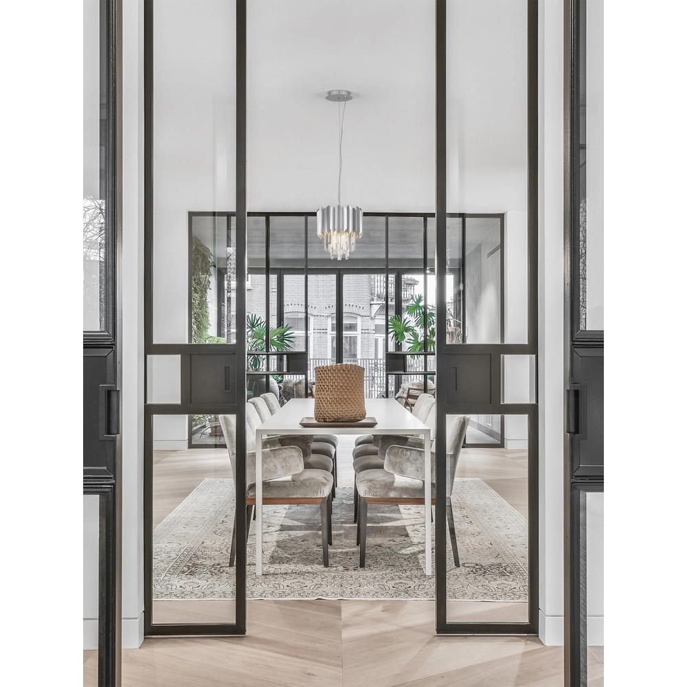Pendant lamp Magnolia chrome and crystal Ø 25cm Lyora 5212017434913