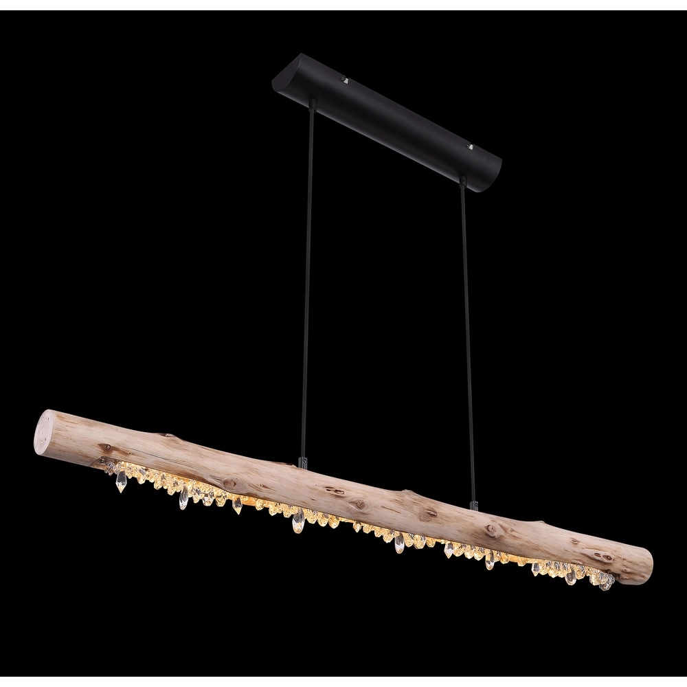 Dining table pendant lamp Felicitas black with wood Globo 9007371392889