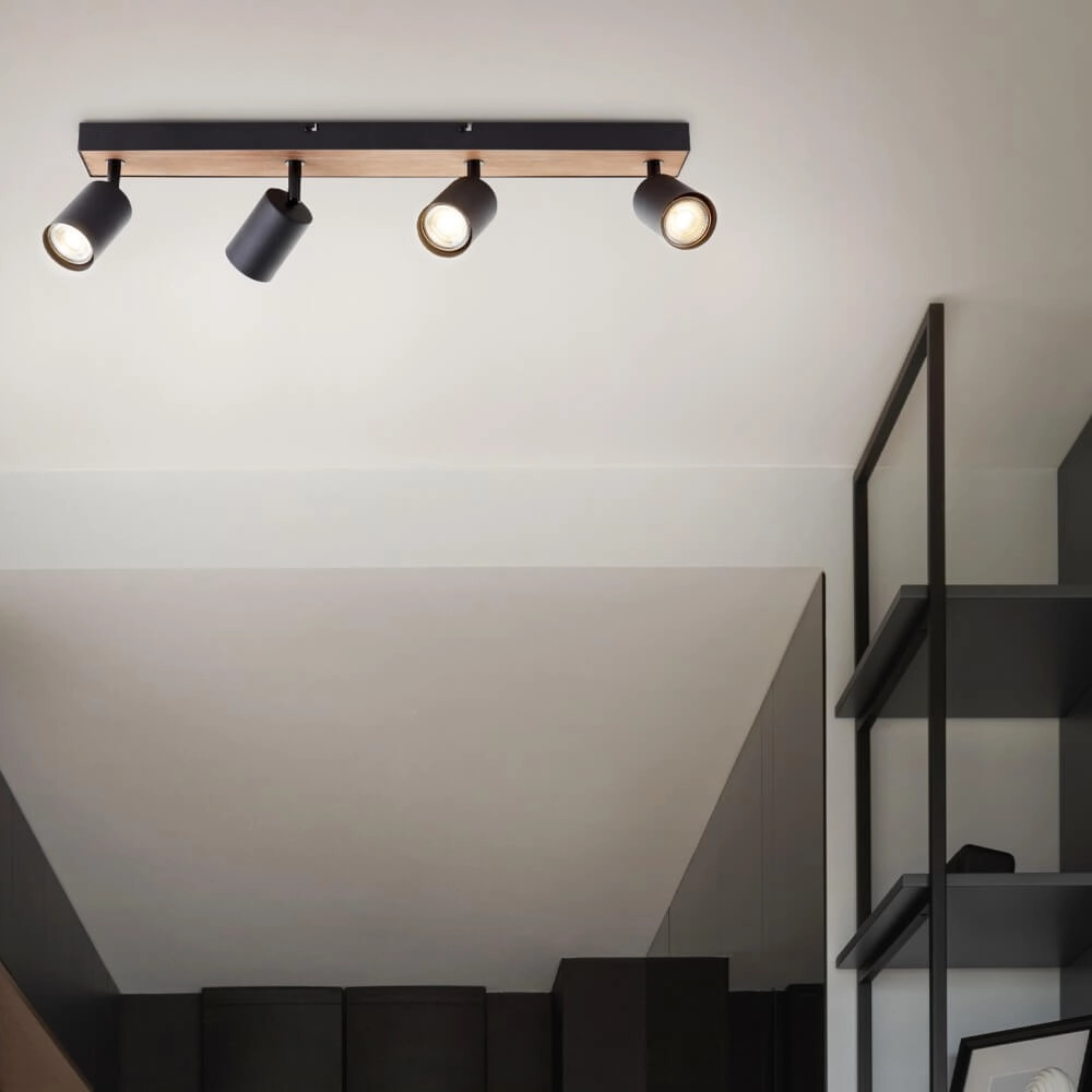4-light lamp Jello Wood black with wood Brilliant 4004353428401