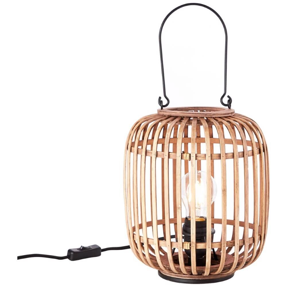 Country table lamp Woodrow wood brown with black wood Brilliant 4004353357428