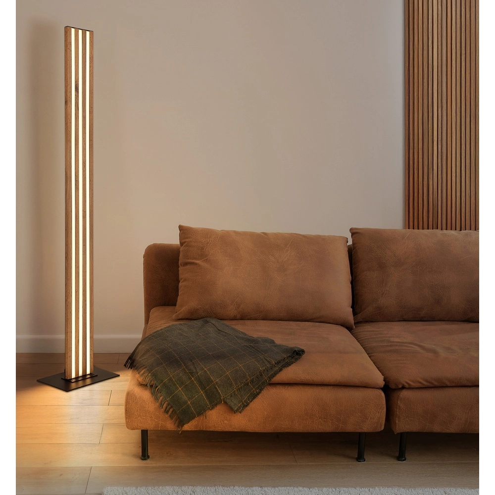 Floor lamp Hayden black with wood Globo 9007371580583