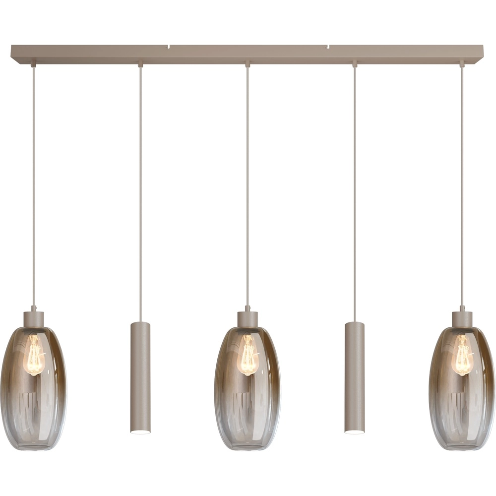 Glass pendant lamp Olive 3x Ø 18.5cm - 2x Run pendant - sand