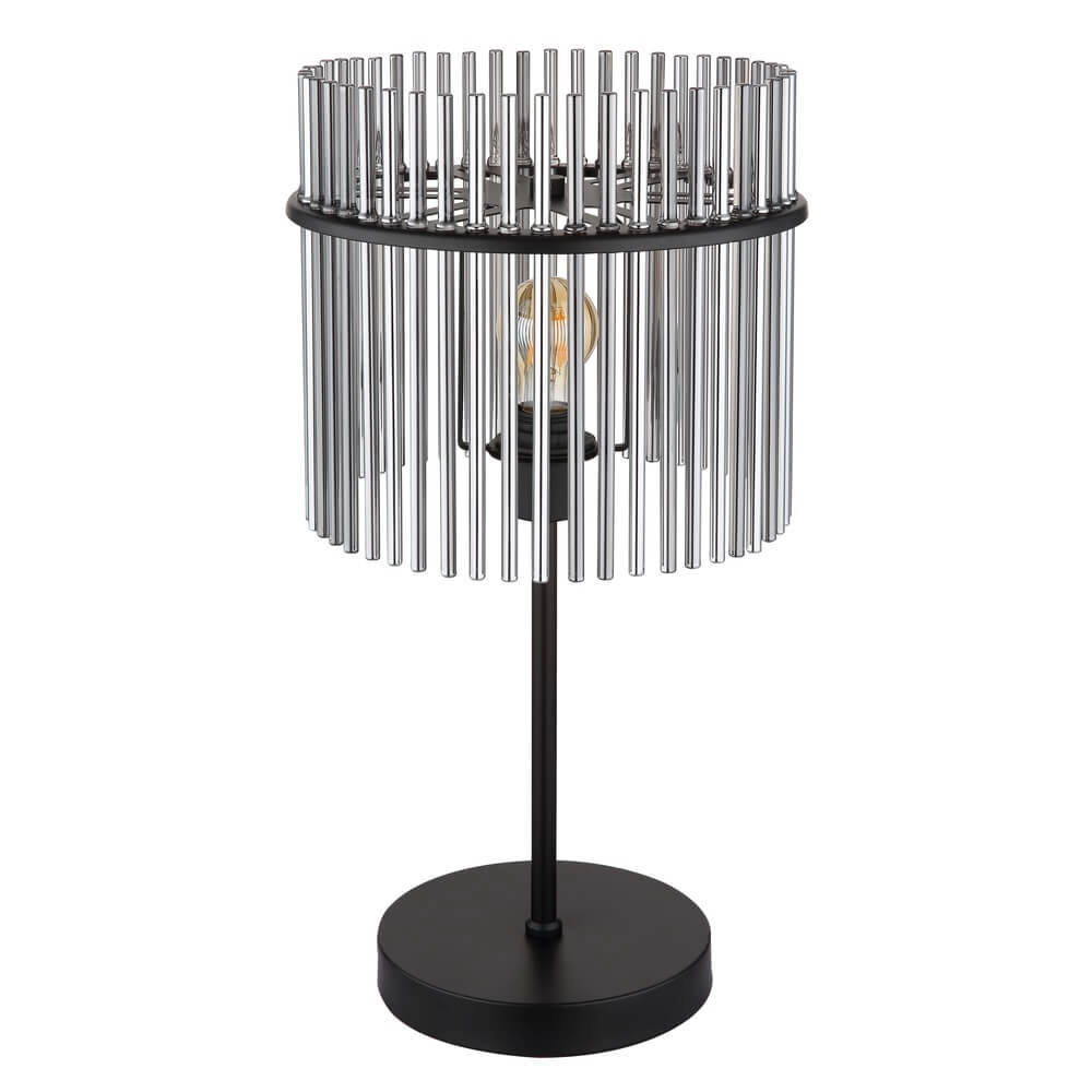 Black table lamp Gorley with smoke glass Ø 30cm Globo 9007371487004