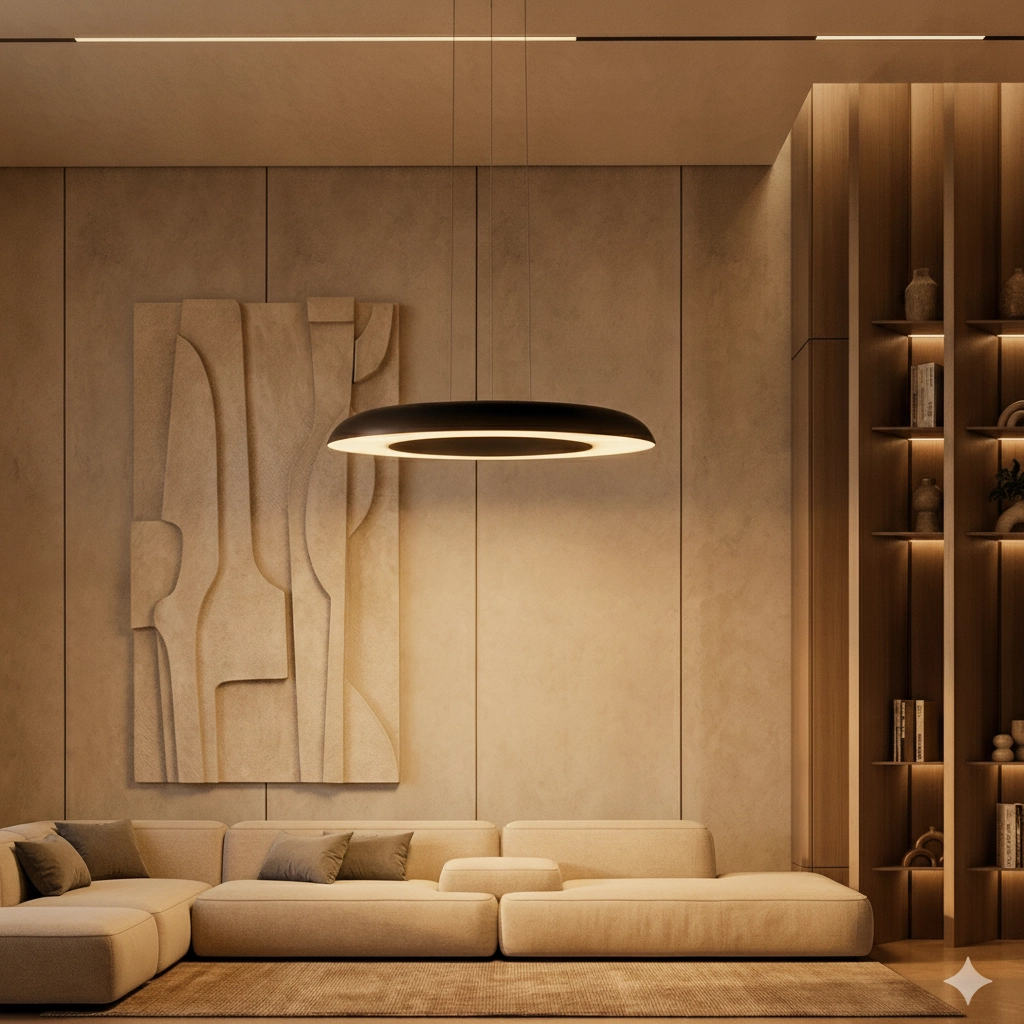 Modern pendant lamp Epos Ø 60cm black with white