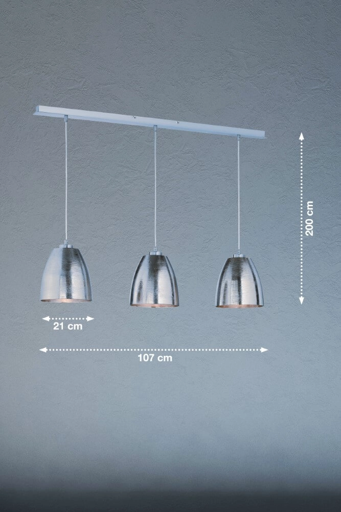 3-light hanging lamp Cannes antique nickel Fischer & Honsel 4003694601399