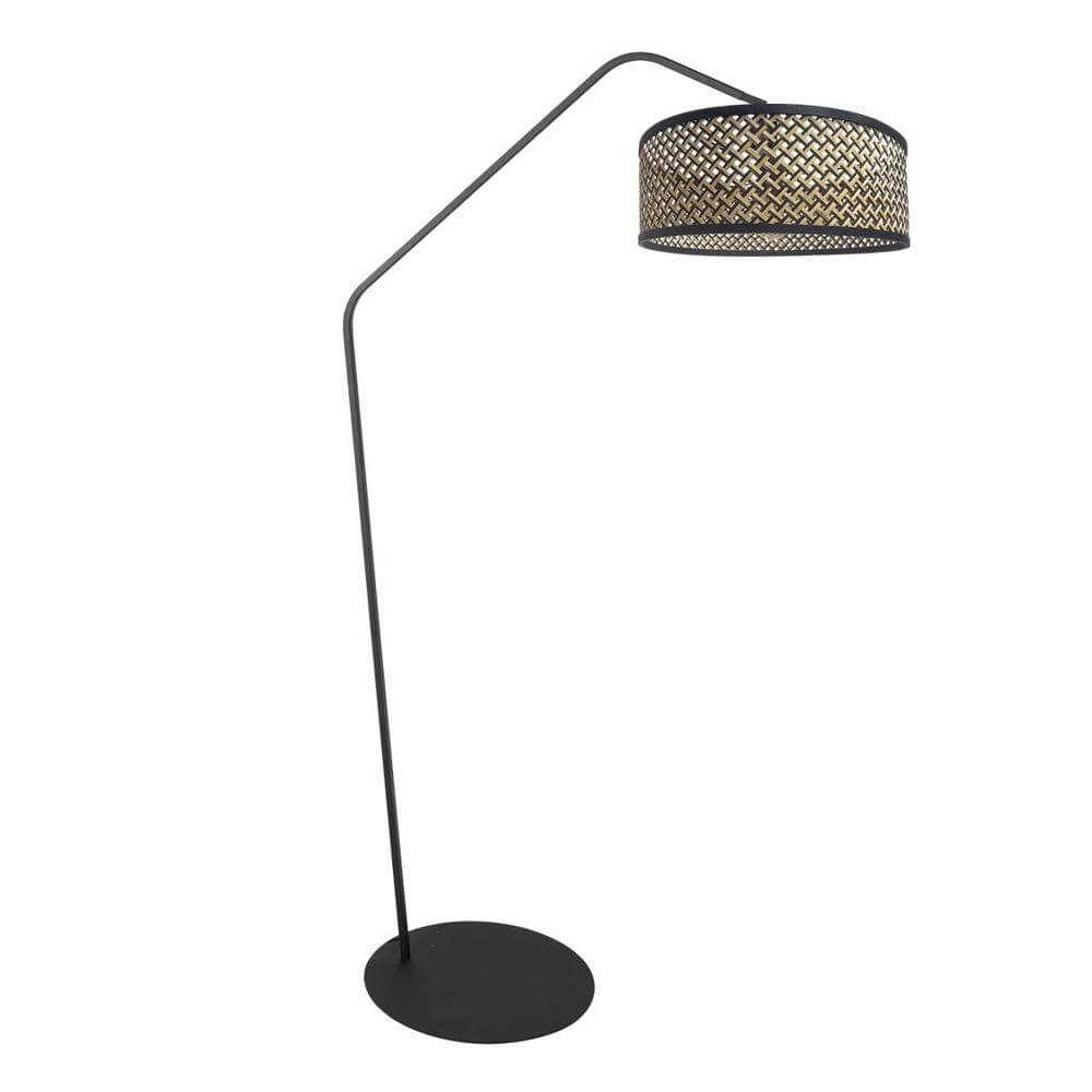 Floor lamp Zig-Zag black with rattan shade Ø 40cm