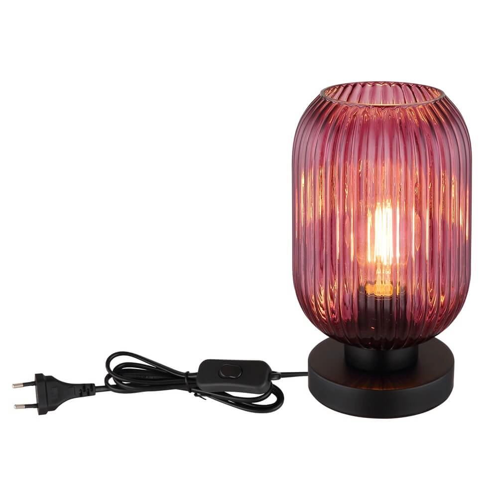 Round table lamp Normy red glass Ø 14cm Globo 9007371450299