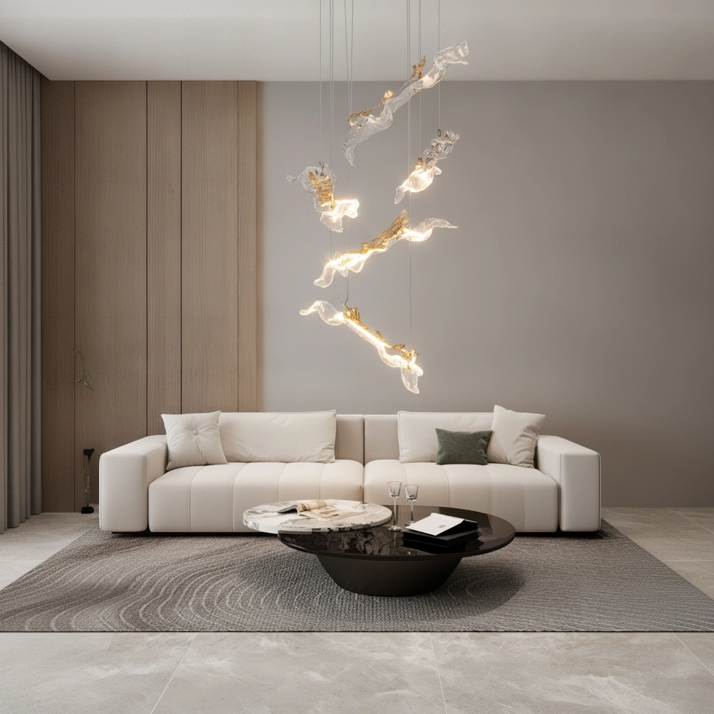 Golden pendant lamp Avesa with clear glass Ø 60cm