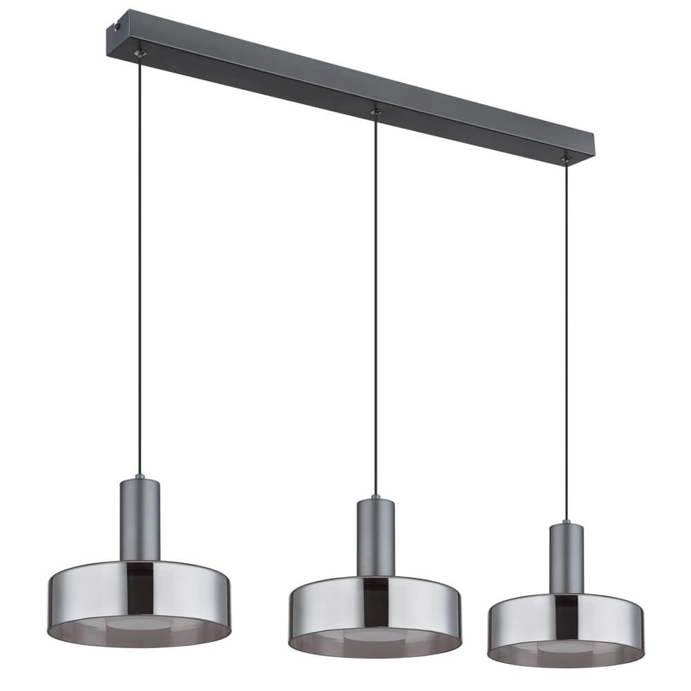 Sleek pendant lamp Grant Grey 3-light Globo 9007371474875