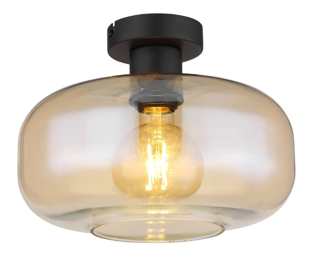 Black ceiling lamp Giuseppe amber glass