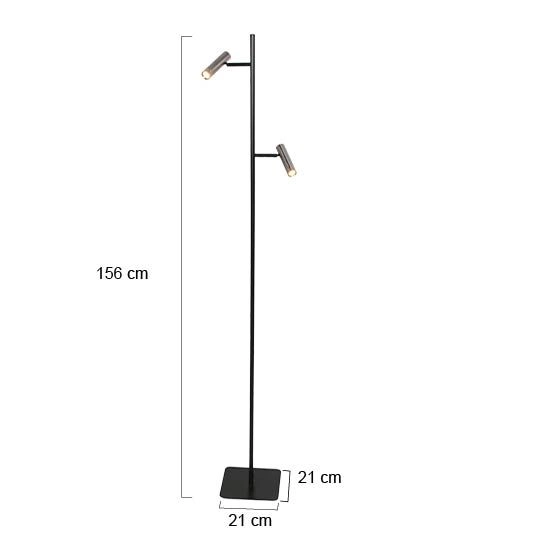Floor lamp 2-lights Lumo black with nickel Steinhauer 8712746184679