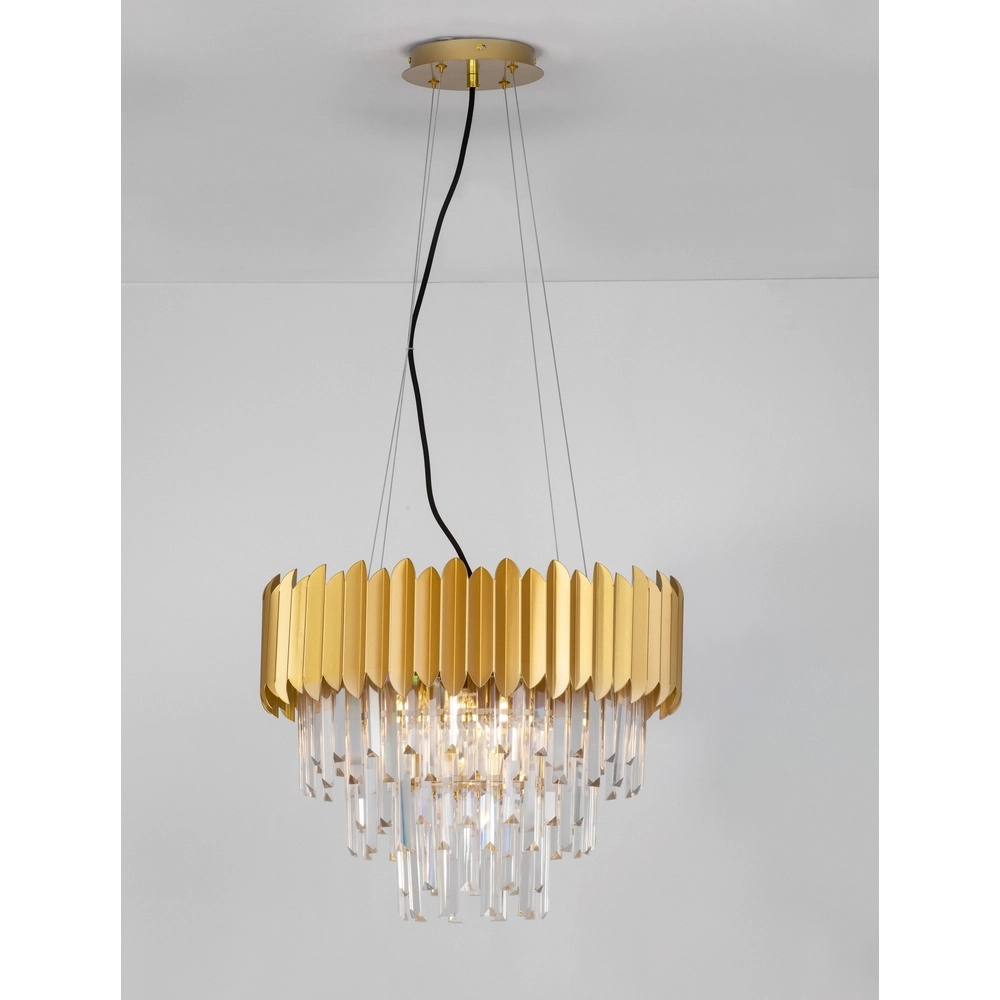 Pendant lamp Magnolia gold and crystal Ø 50cm