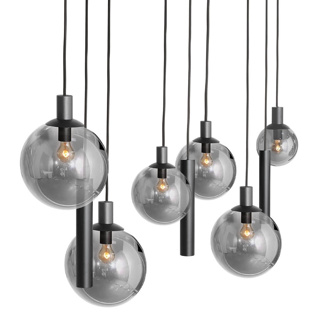 Dining table hanging lamp Bollique black with smoked glass Steinhauer 8712746172973