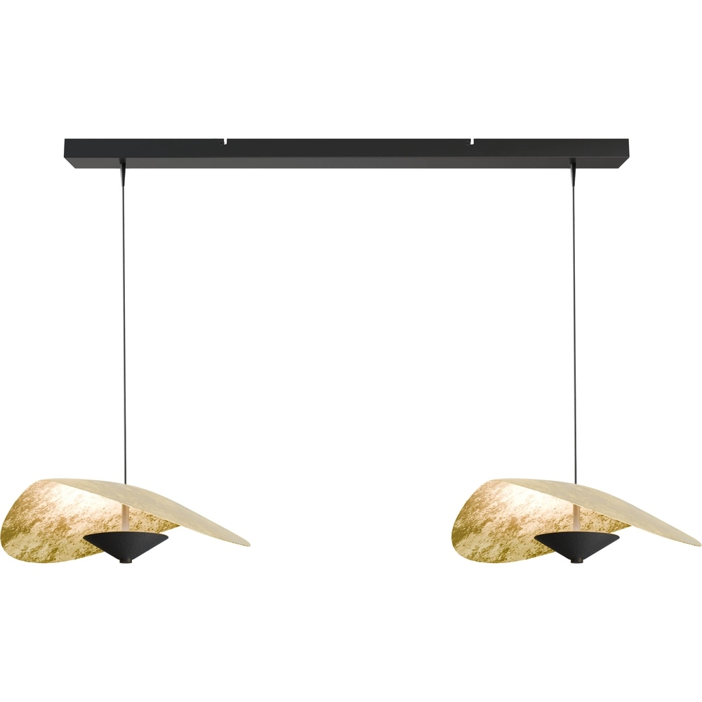 Dining table pendant lamp Lente with two caps - gold leaf